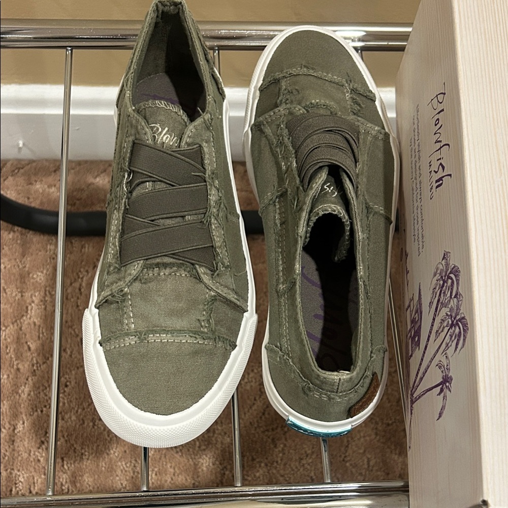 Womens Malibu Olive Green Slip-On Sneakers
